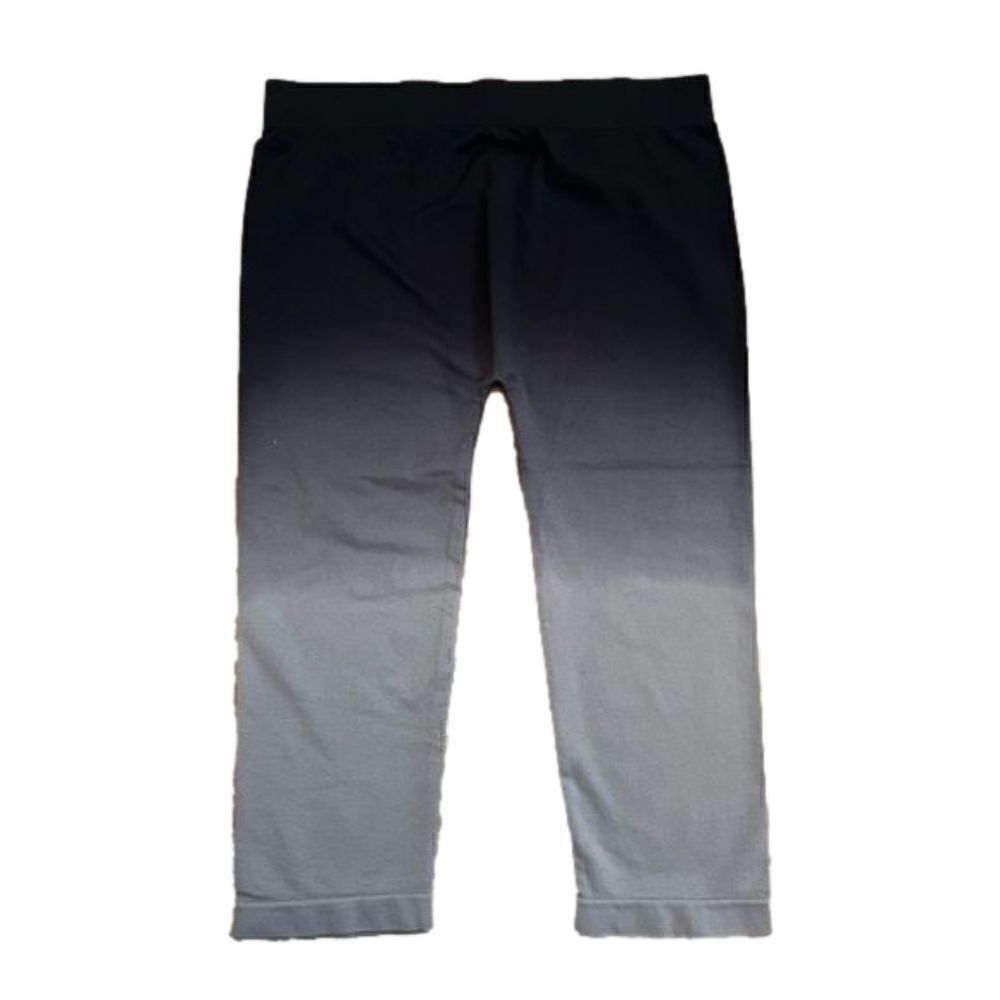 Zaney Threads L/XL Black Grey Ombre‎ Cropped Capri Leggings NWOT
